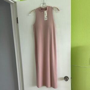 Uniqlo Pink Sheath Midi Dress with Mock Neck
